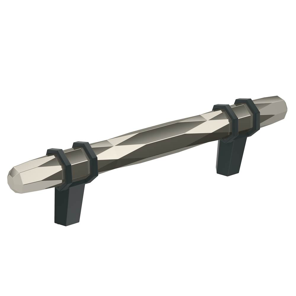 Amerock London 3-3/4 in (96 mm) Center-to-Center Polished Nickel/Black Bronze Cabinet Pull