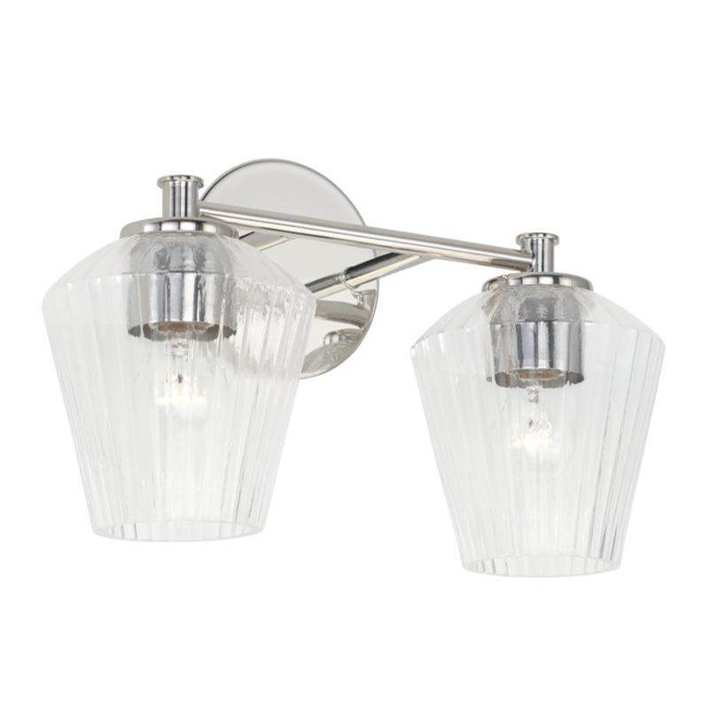 Capital Lighting 2-Light Vanity in Polished Nickel with Clear Fluted Glass