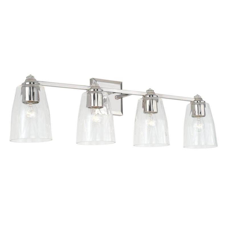 Capital Lighting Laurent 4-Light Vanity in Polished Nickel with Clear Glass