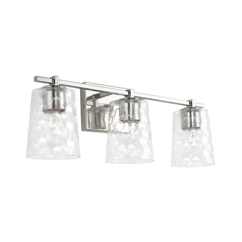 Capital Lighting 3-Light Vanity in Polished Nickel with Clear Honeycomb Glass