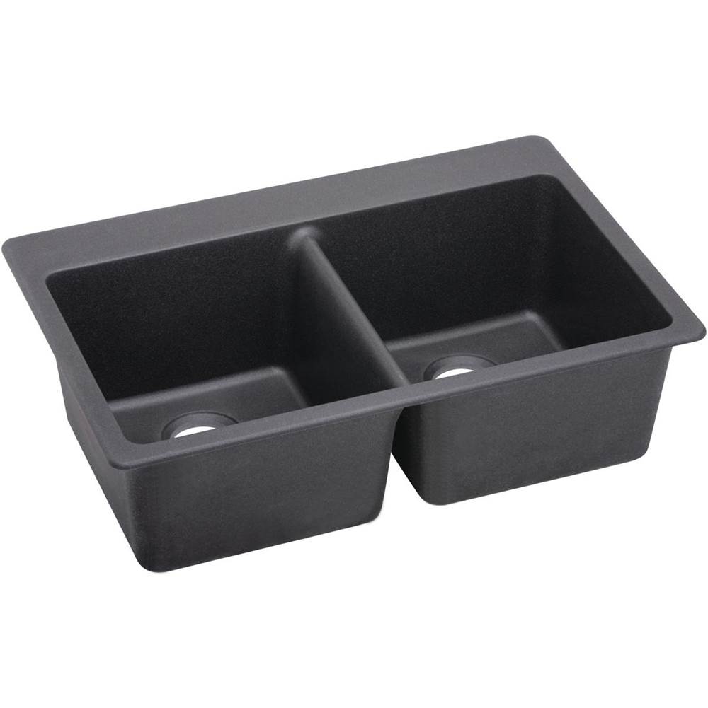 Elkay Reserve Selection Elkay Quartz Luxe 33'' x 22'' x 9-1/2'', Equal Double Bowl Drop-in Sink, Charcoal