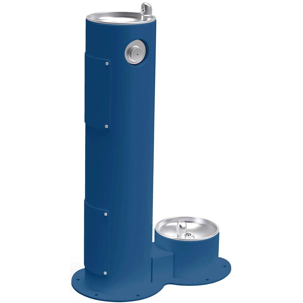 Elkay Outdoor Fountain Pedestal with Pet Station, Non-Filtered Non-Refrigerated, Freeze Resistant, Blue