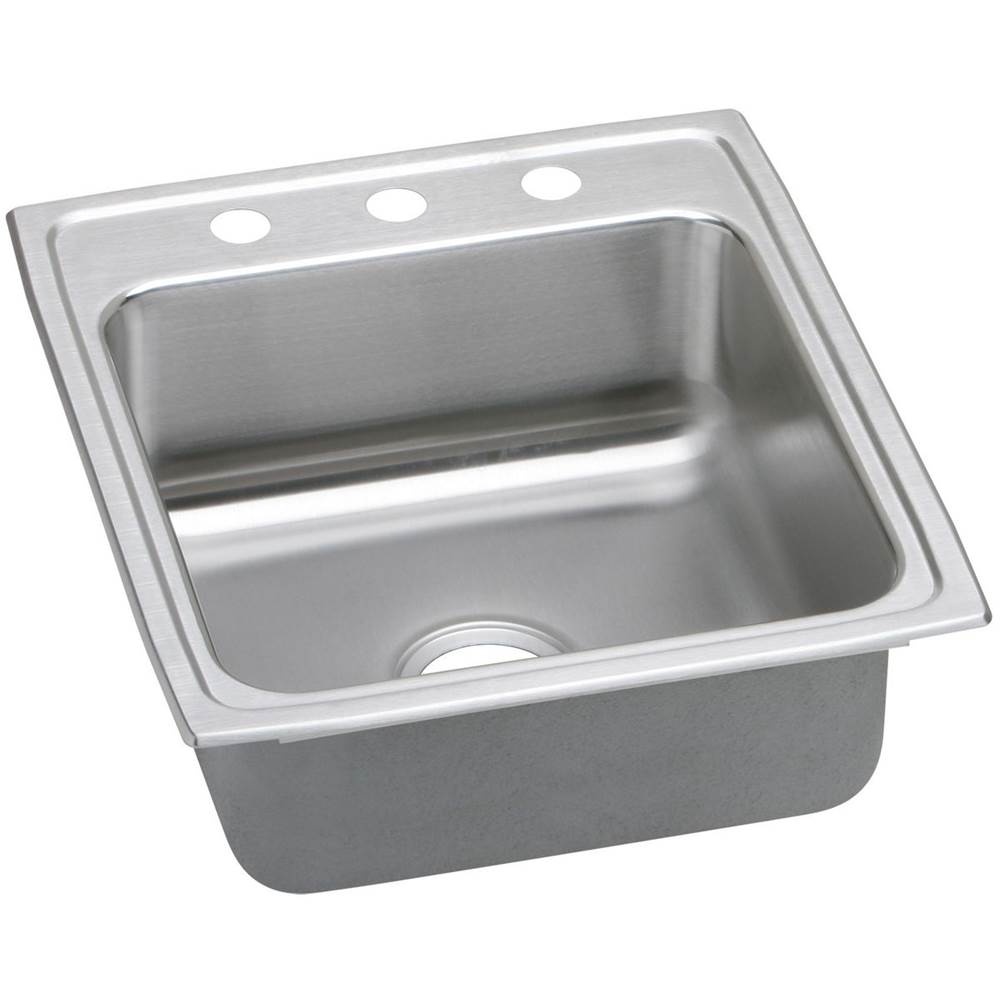 Elkay Lustertone Classic Stainless Steel 19-1/2'' x 22'' x 7-5/8'', 3-Hole Single Bowl Drop-in Sink with Quick-clip