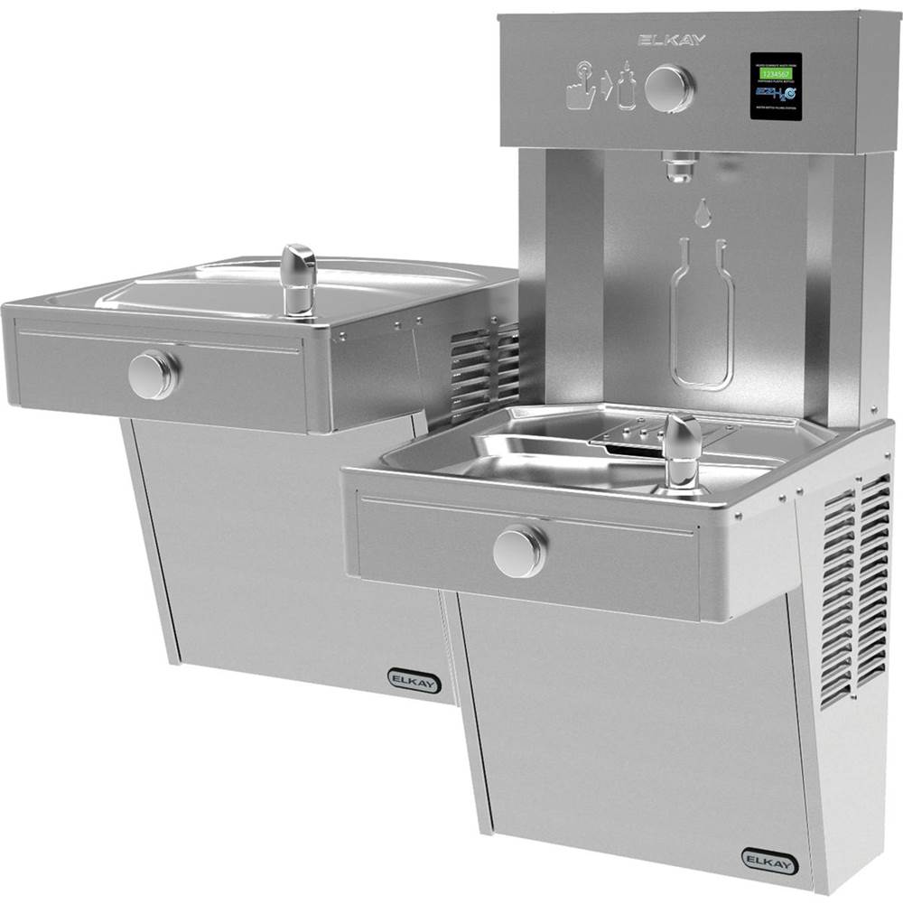 Elkay ezH2O Vandal-Resistant Bottle Filling Station, and Bi-Level Cooler, Non-Filtered Non-Refrigerated Stainless