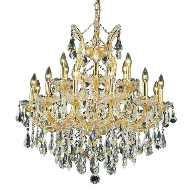 Elegant Lighting Maria Theresa 19 Light Gold Chandelier Clear Royal Cut Crystal