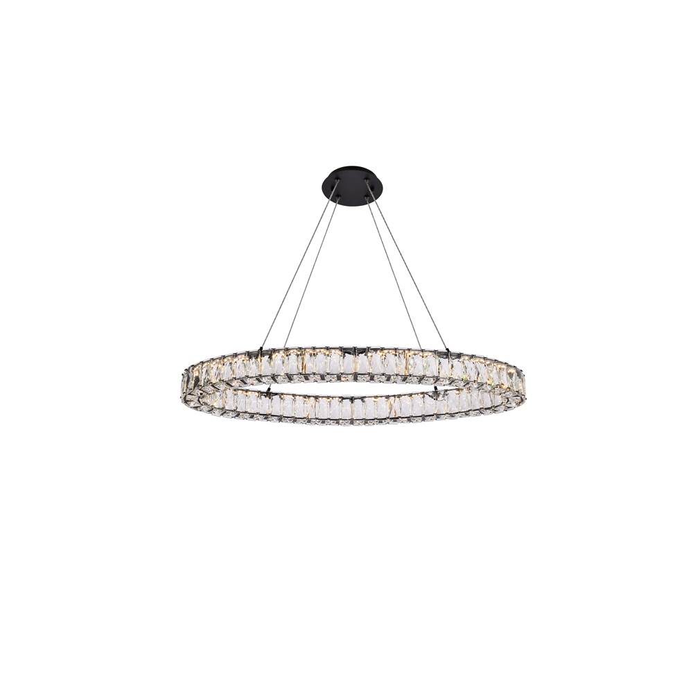 Elegant Lighting Monroe 36 Inch Led Oval Single Pendant In Black