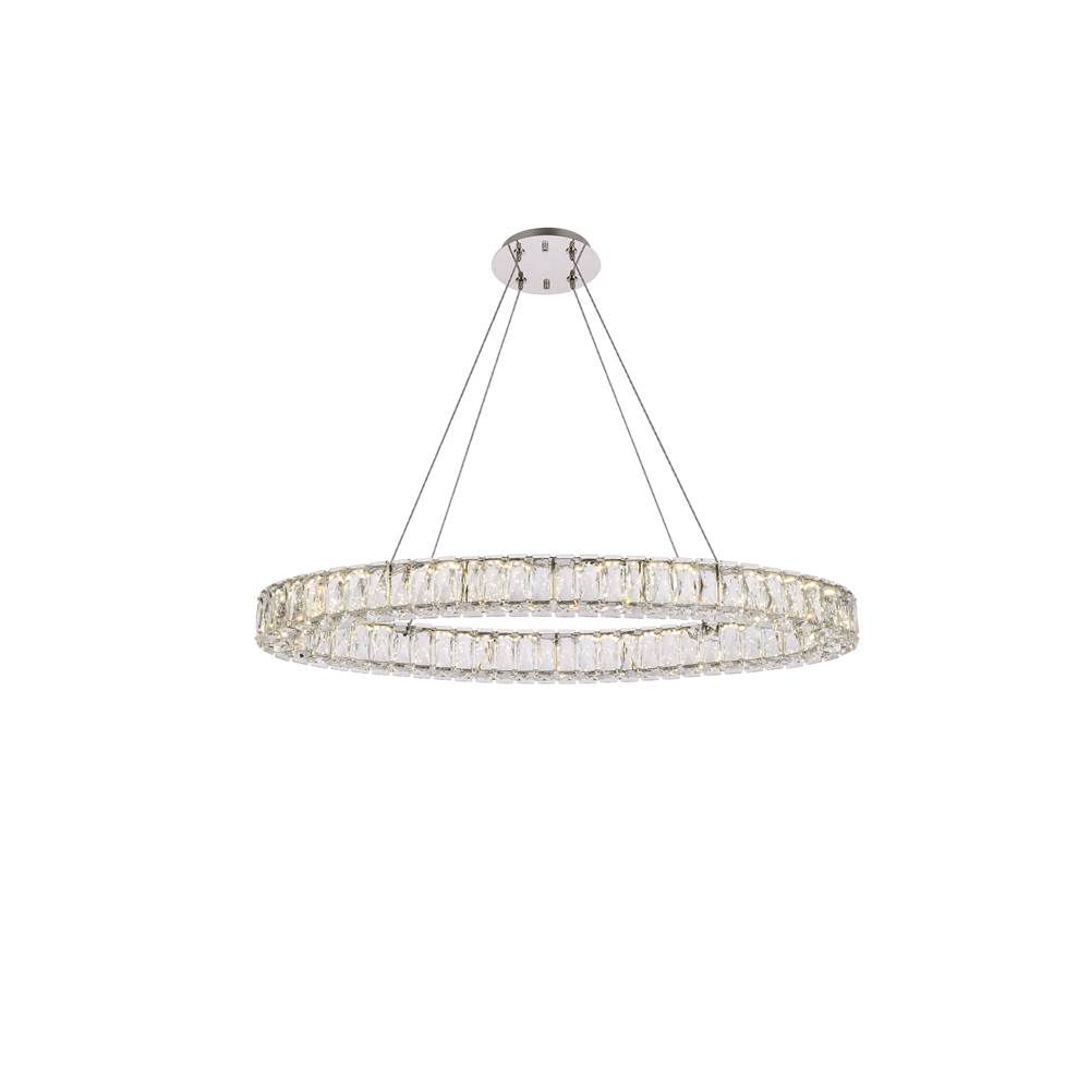 Elegant Lighting Monroe 36 Inch Led Oval Single Pendant In Chrome