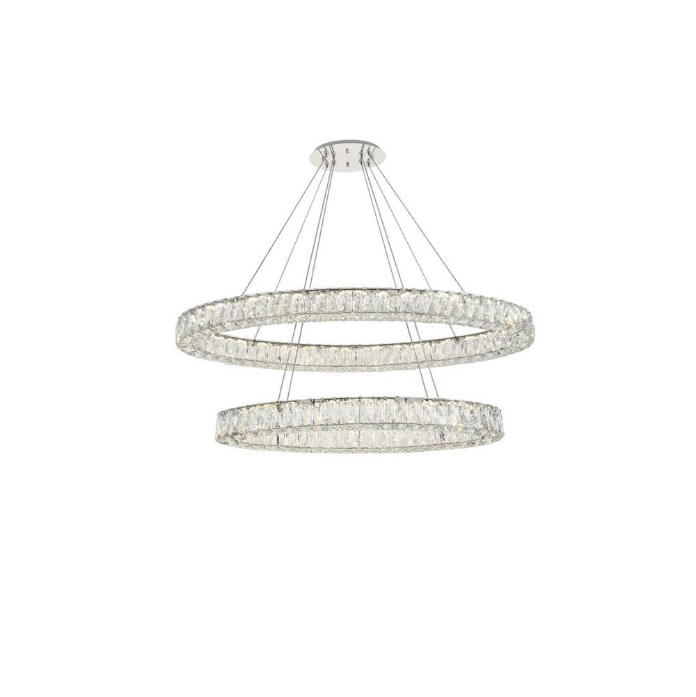 Elegant Lighting Monroe Integrated LED light Chrome Chandelier Clear Royal Cut Crystal