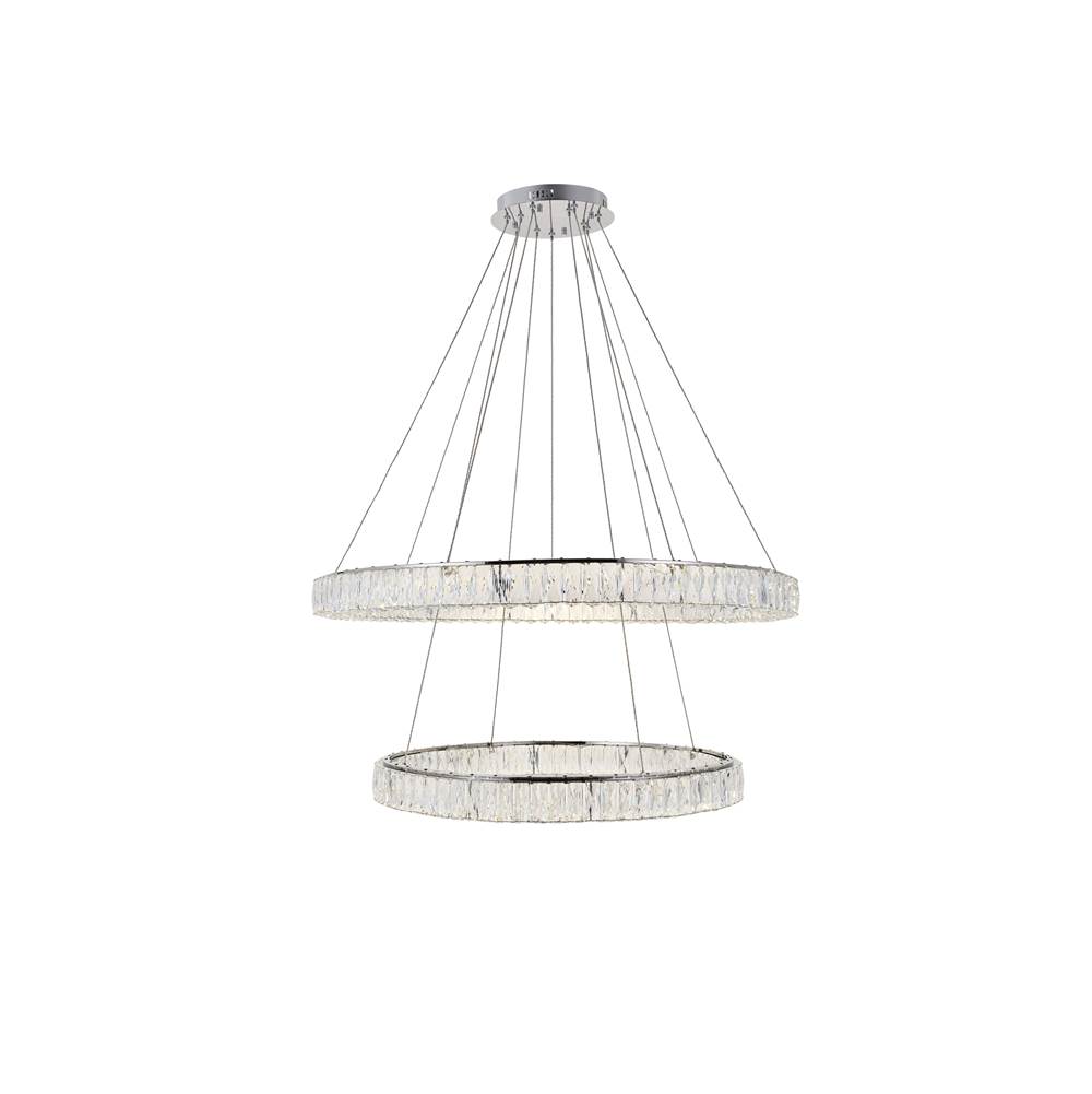 Elegant Lighting Monroe Integrated LED light Chrome Chandelier Clear Royal Cut Crystal