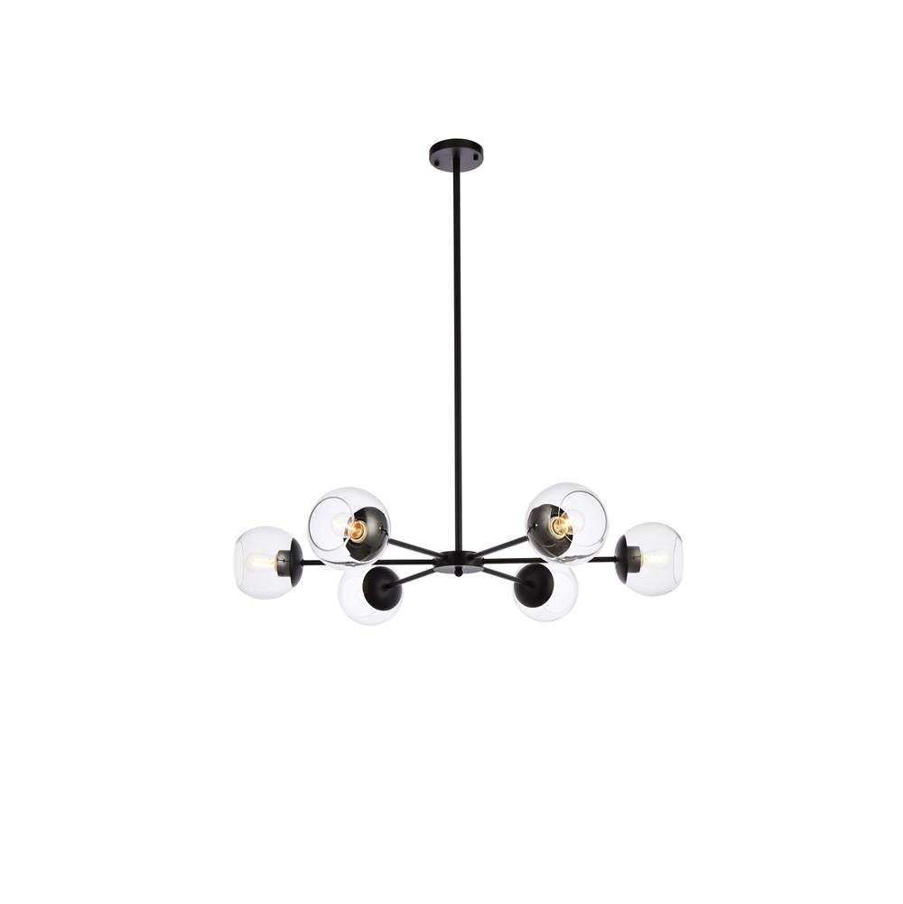 Elegant Lighting Briggs 36 Inch Pendant In Black With Clear Shade