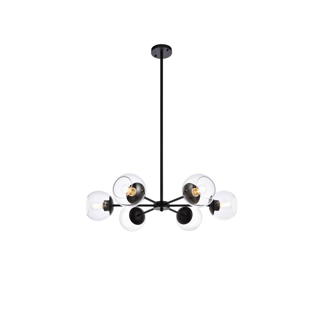 Elegant Lighting Briggs 30 Inch Pendant In Black With Clear Shade