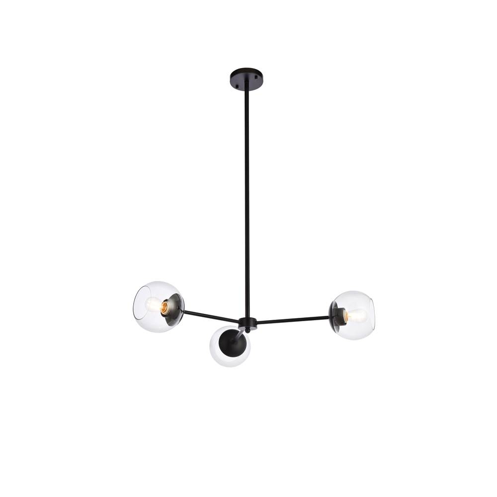 Elegant Lighting Briggs 32 Inch Pendant In Black With Clear Shade