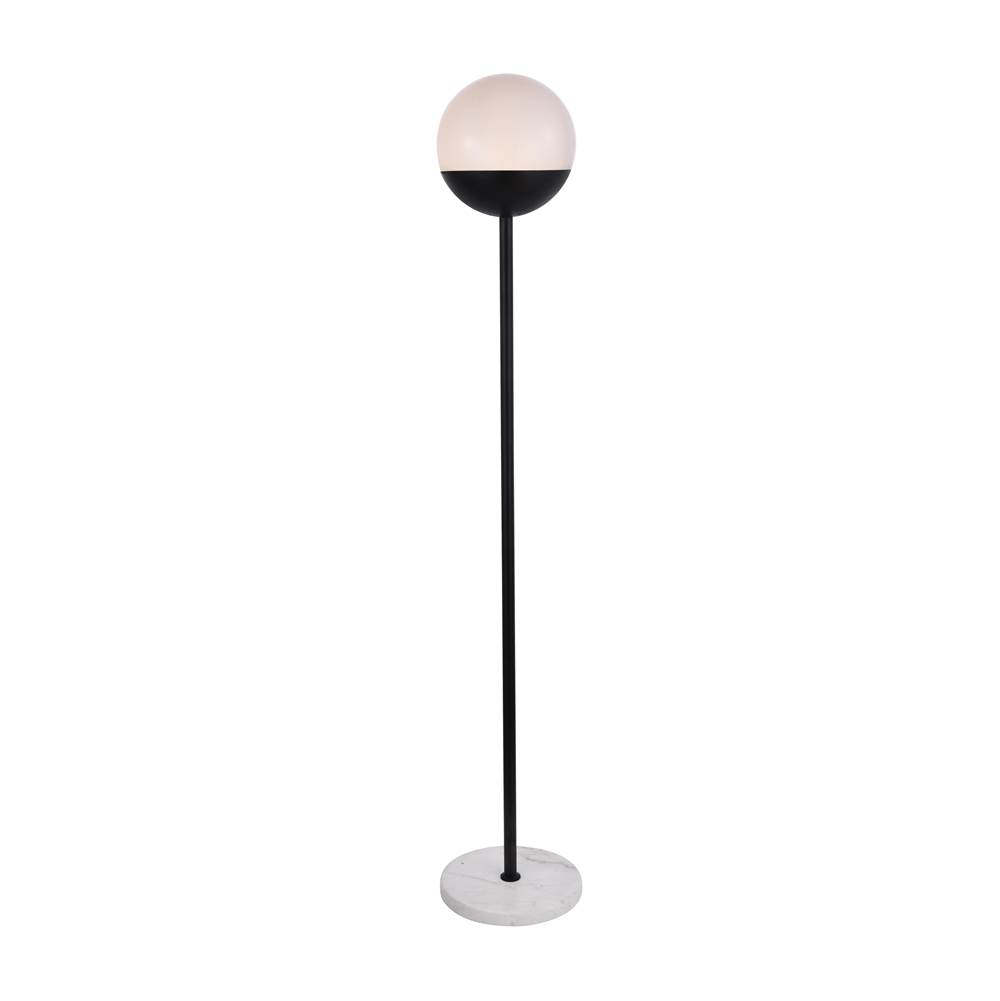 Elegant Lighting Eclipse 1 Light Black Floor Lamp With Frosted White Glass