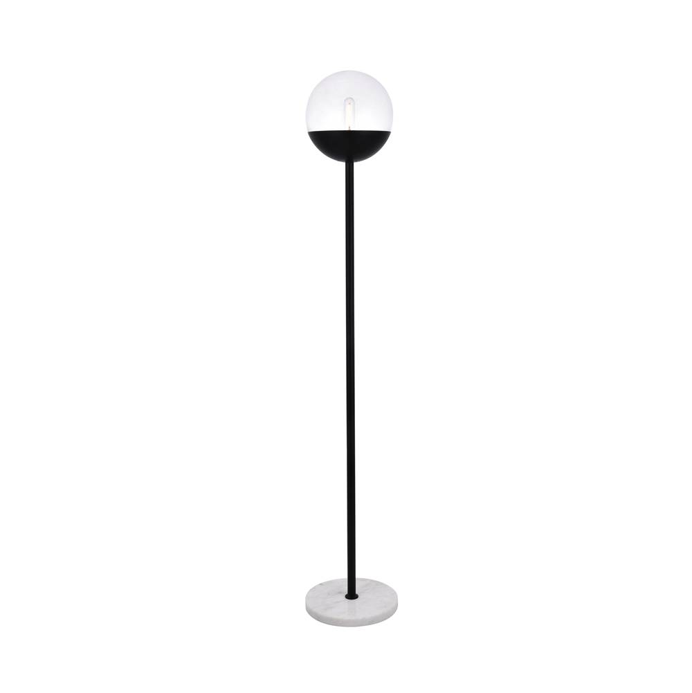 Elegant Lighting Eclipse 1 Light Black Floor Lamp With Clear Glass