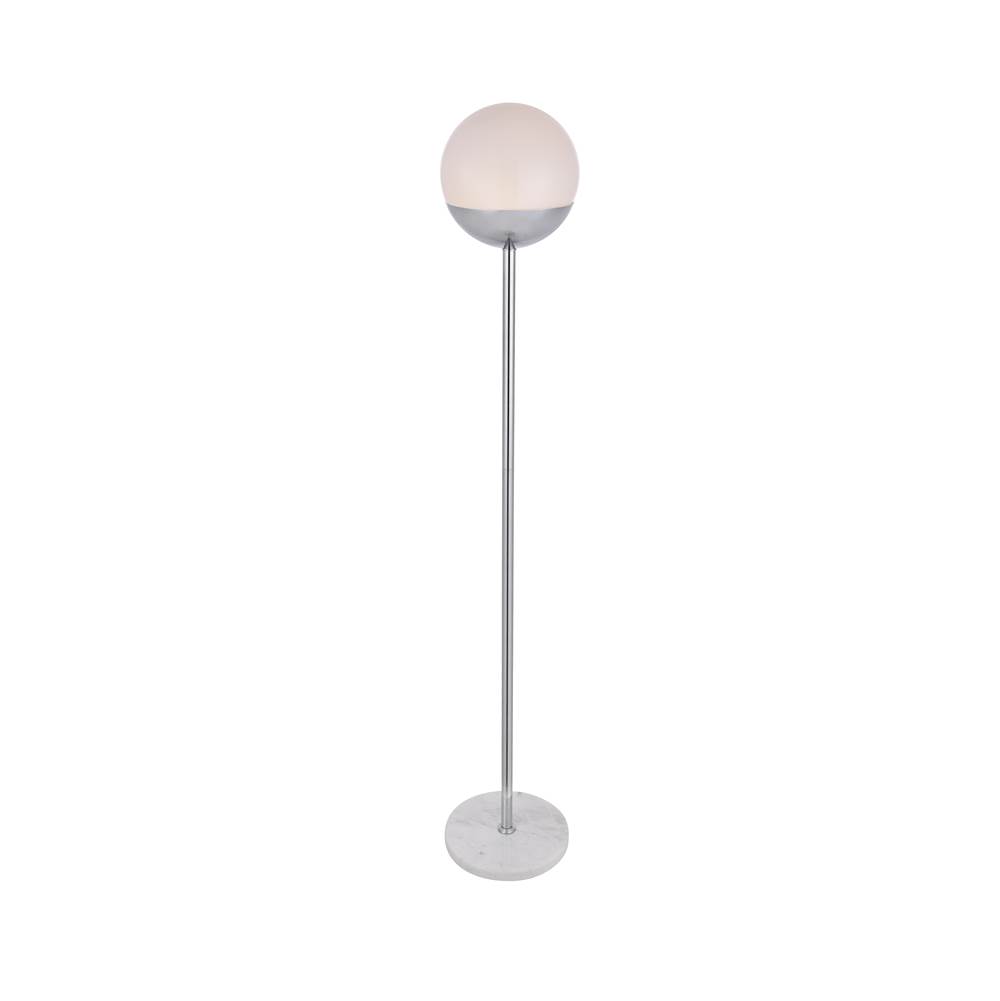 Elegant Lighting Eclipse 1 Light Chrome Floor Lamp With Frosted White Glass