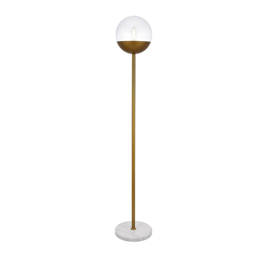 Elegant Lighting Eclipse 1 Light Brass Floor Lamp With Clear Glass