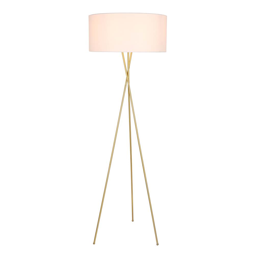 Elegant Lighting Cason 1 light Brass and White shade Floor lamp