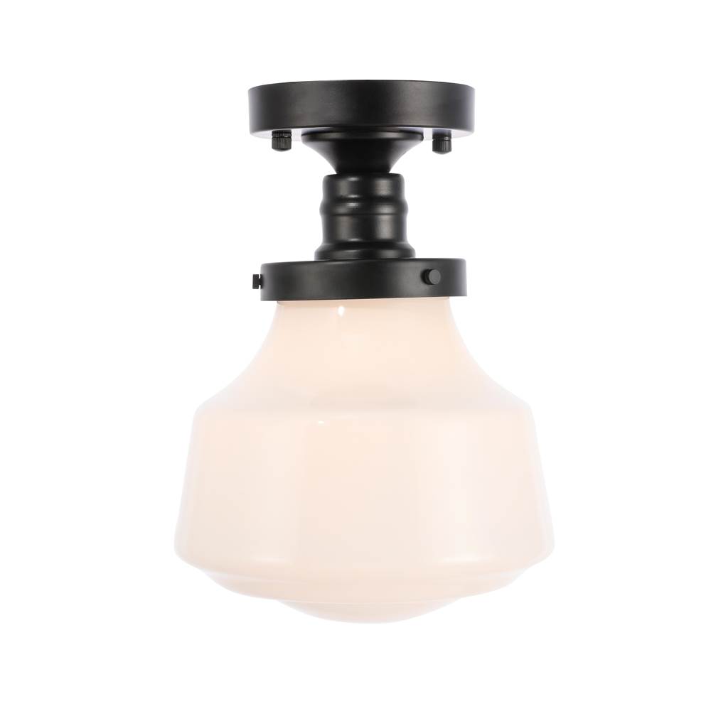 Elegant Lighting Lyle 1 light Black and frosted white glass Flush mount