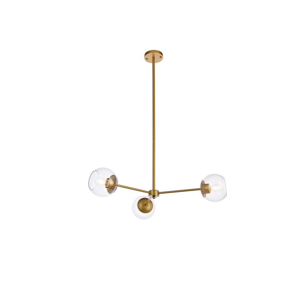 Elegant Lighting Briggs 32 Inch Pendant In Brass With Clear Shade