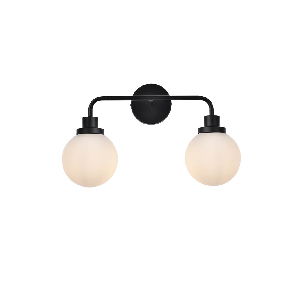 Elegant Lighting Hanson 2 lights bath sconce in black with frosted shade