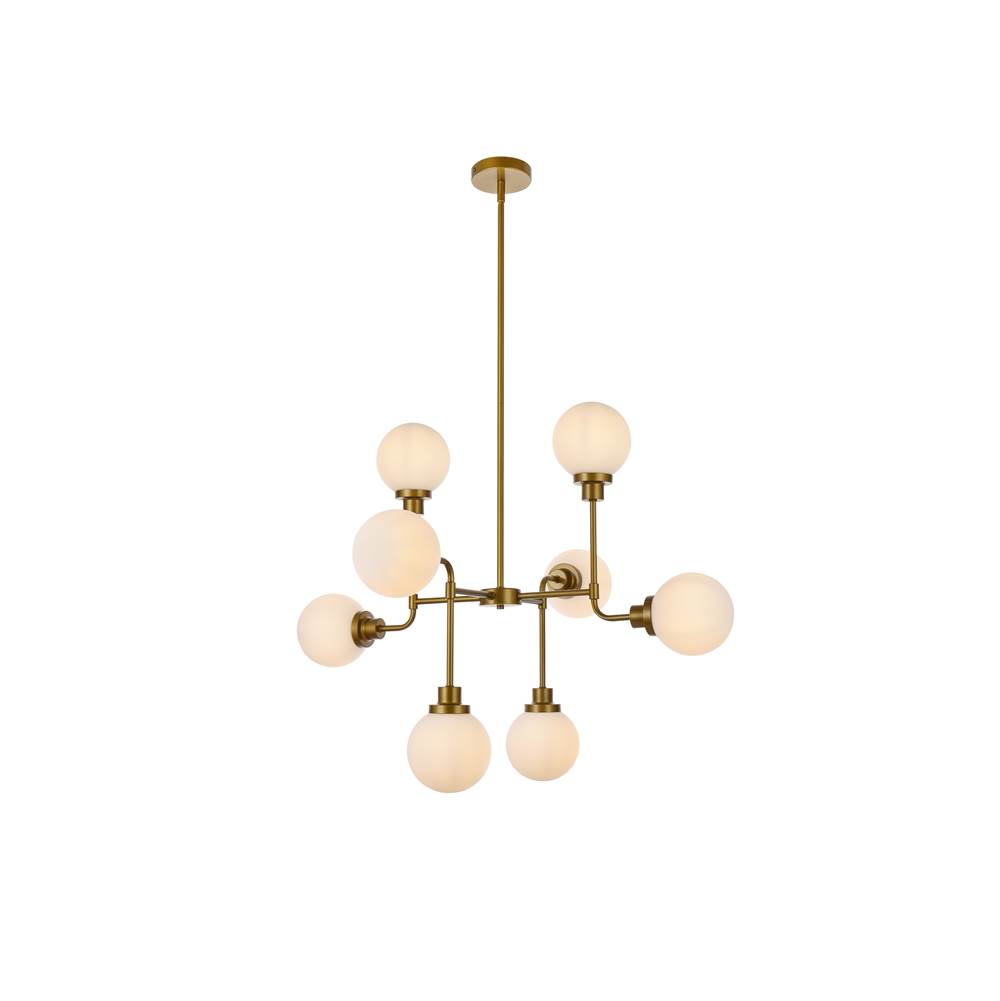 Elegant Lighting Hanson 8 lights pendant in brass with frosted shade