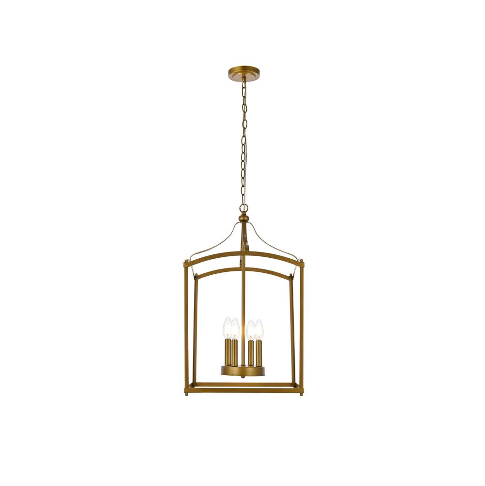 Elegant Lighting Janet 4 lights pendant in brass