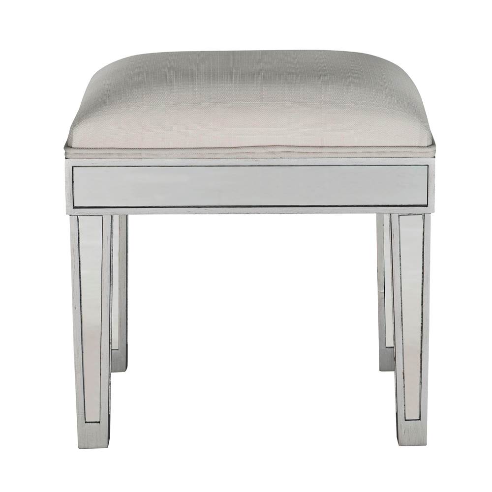 Elegant Lighting Dressing Stool 18In. Wx 14In. D X 18In. H In Antique Silver Paint