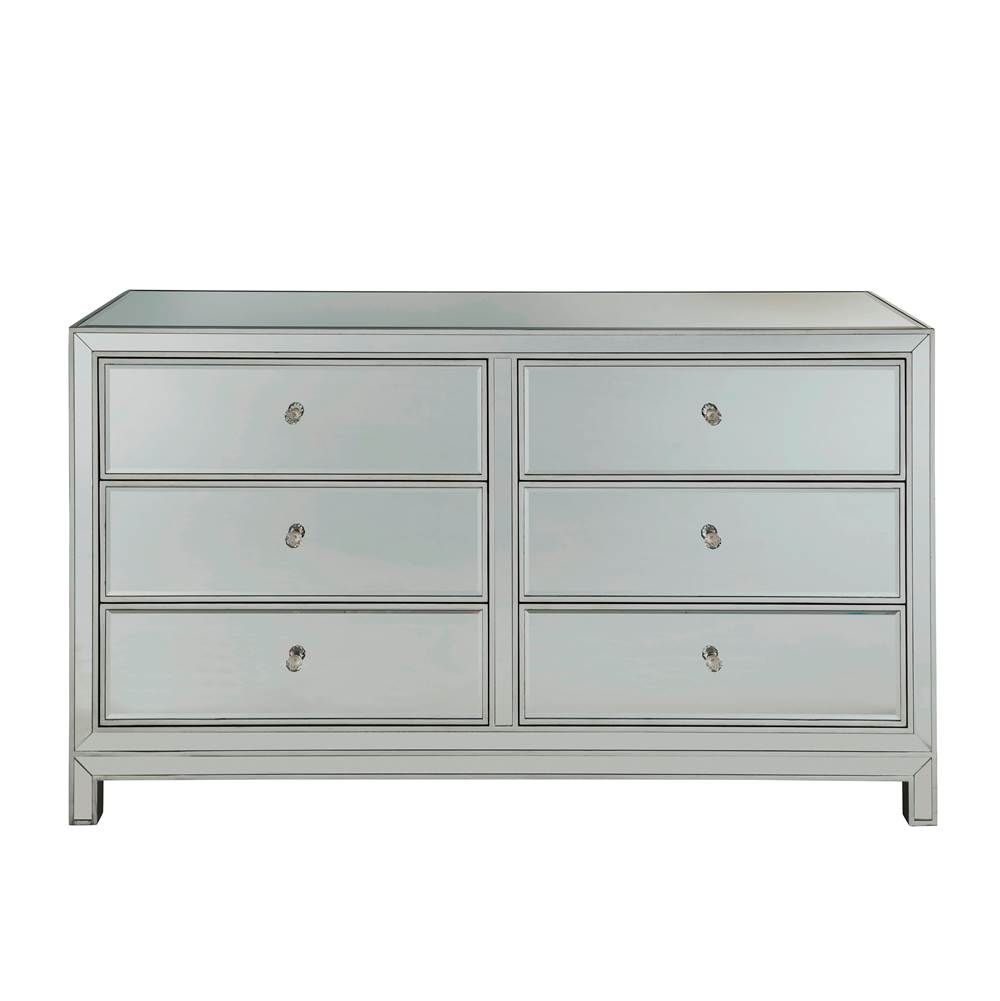 Elegant Lighting Dresser 6 Drawers 60In. W X 18In. D X 32In. H In Antique Silver Paint
