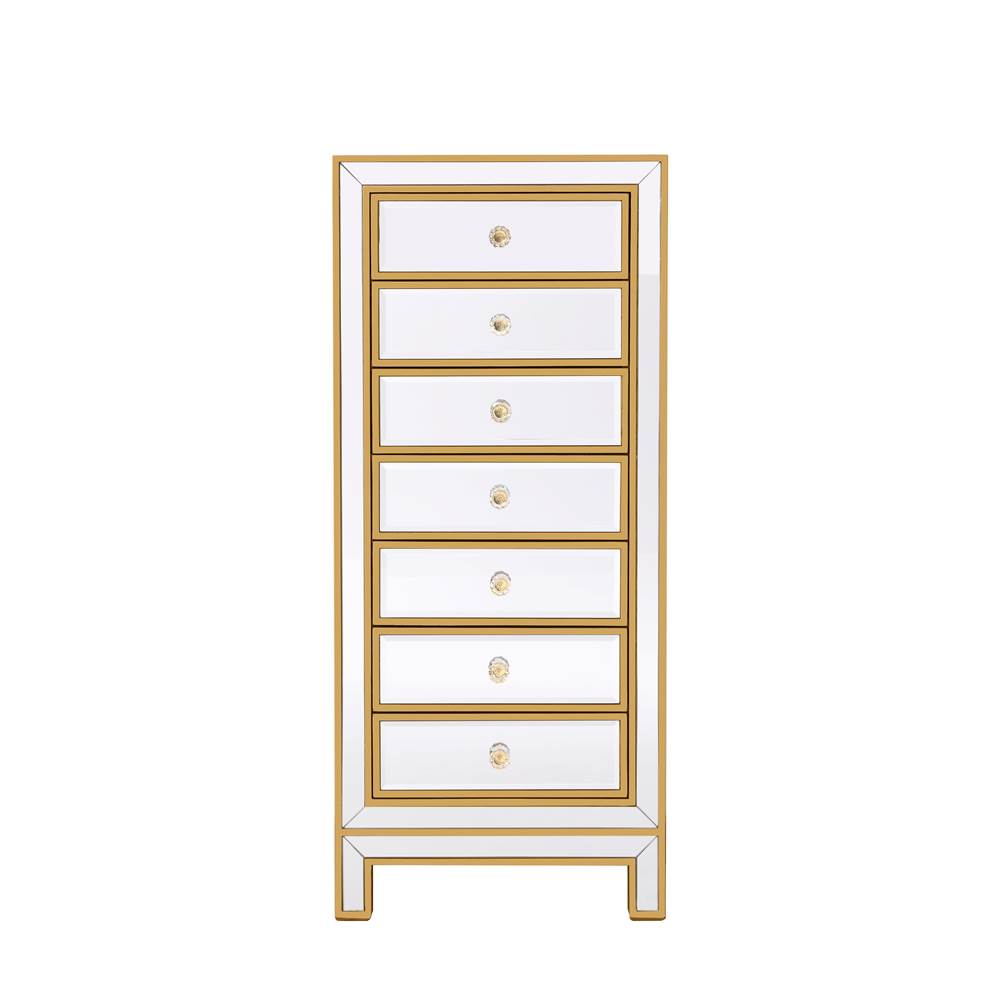 Elegant Lighting Reflexion Lingerie Chest 7 Drawers 18In. W X 15In. D X 42In. H In Gold