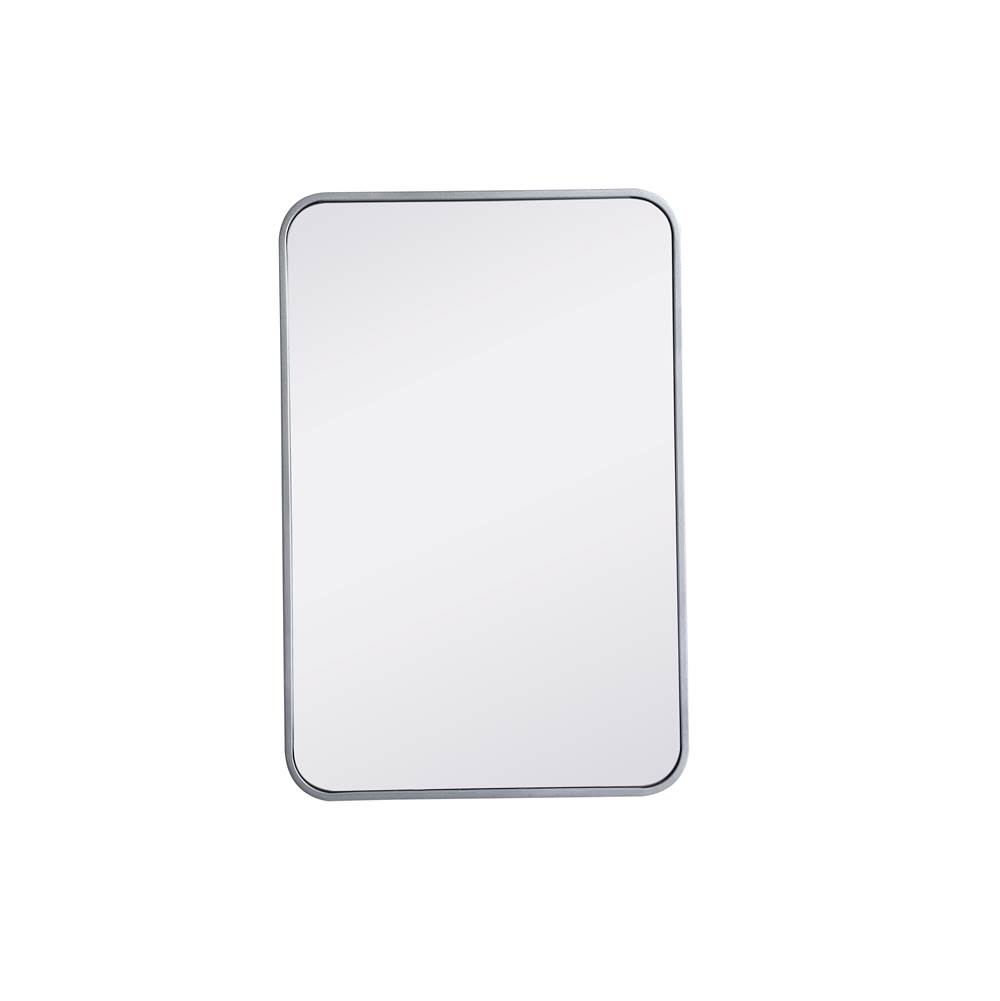 Elegant Lighting Evermore Soft Corner Metal Rectangular Mirror 20X30 Inch In Silver