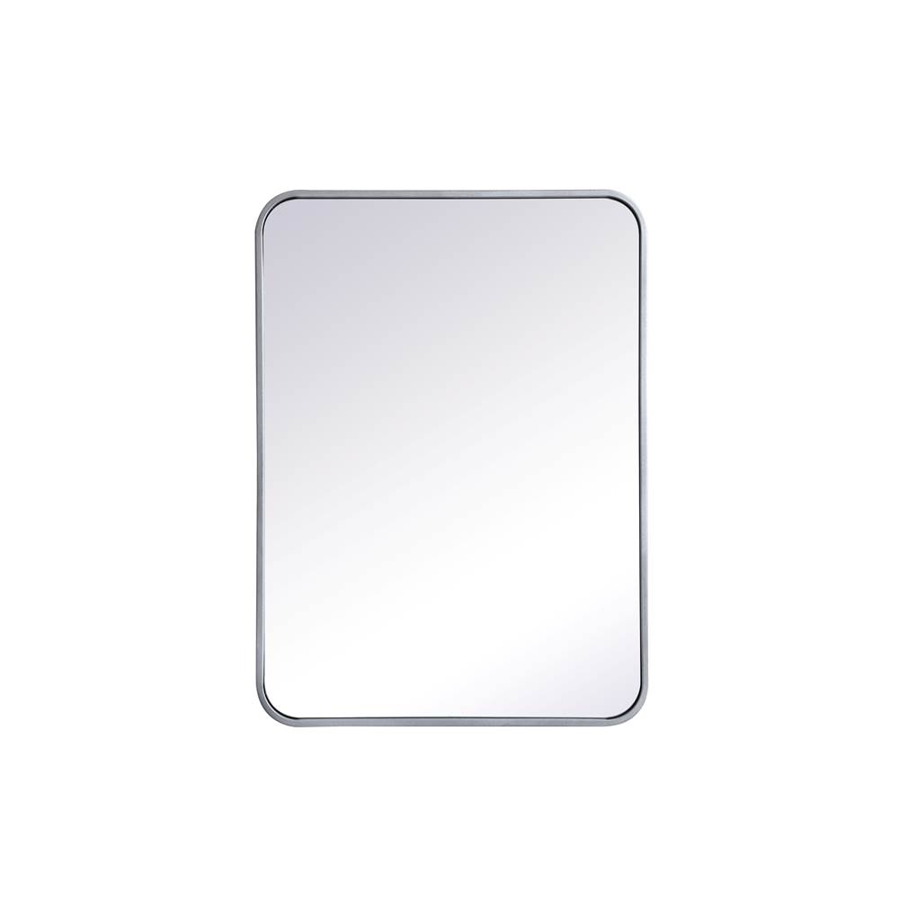 Elegant Lighting Evermore Soft Corner Metal Rectangular Mirror 22X30 Inch In Silver