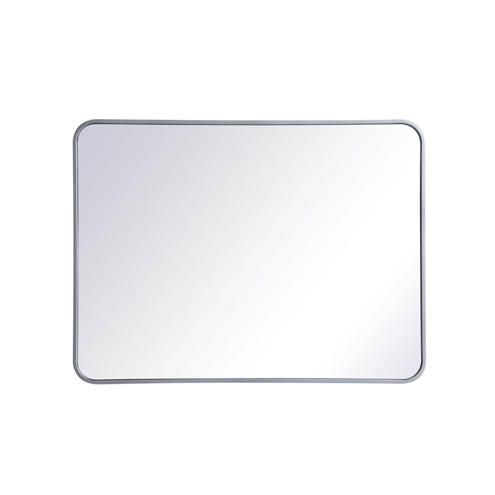 Elegant Lighting Evermore Soft Corner Metal Rectangular Mirror 27X36 Inch In Silver