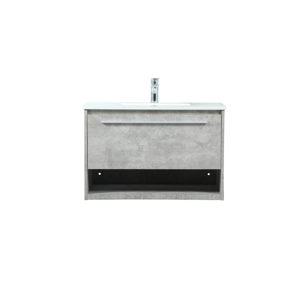 Elegant Lighting Roman 30 Inch Single Bathroom Vanity In Concrete Grey