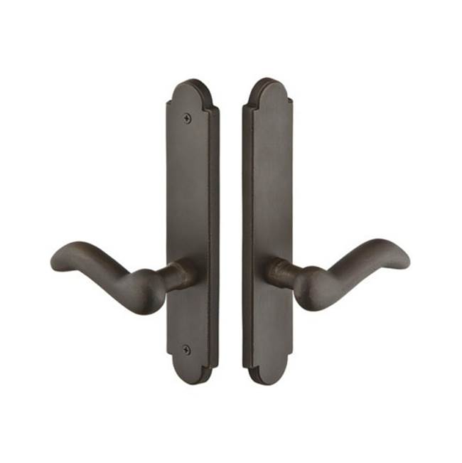 Emtek Multi Point C2, Non-Keyed Fixed Handle OS, Operating Handle IS, Arched Style, 2'' x 10'', Cody Lever, LH, FB