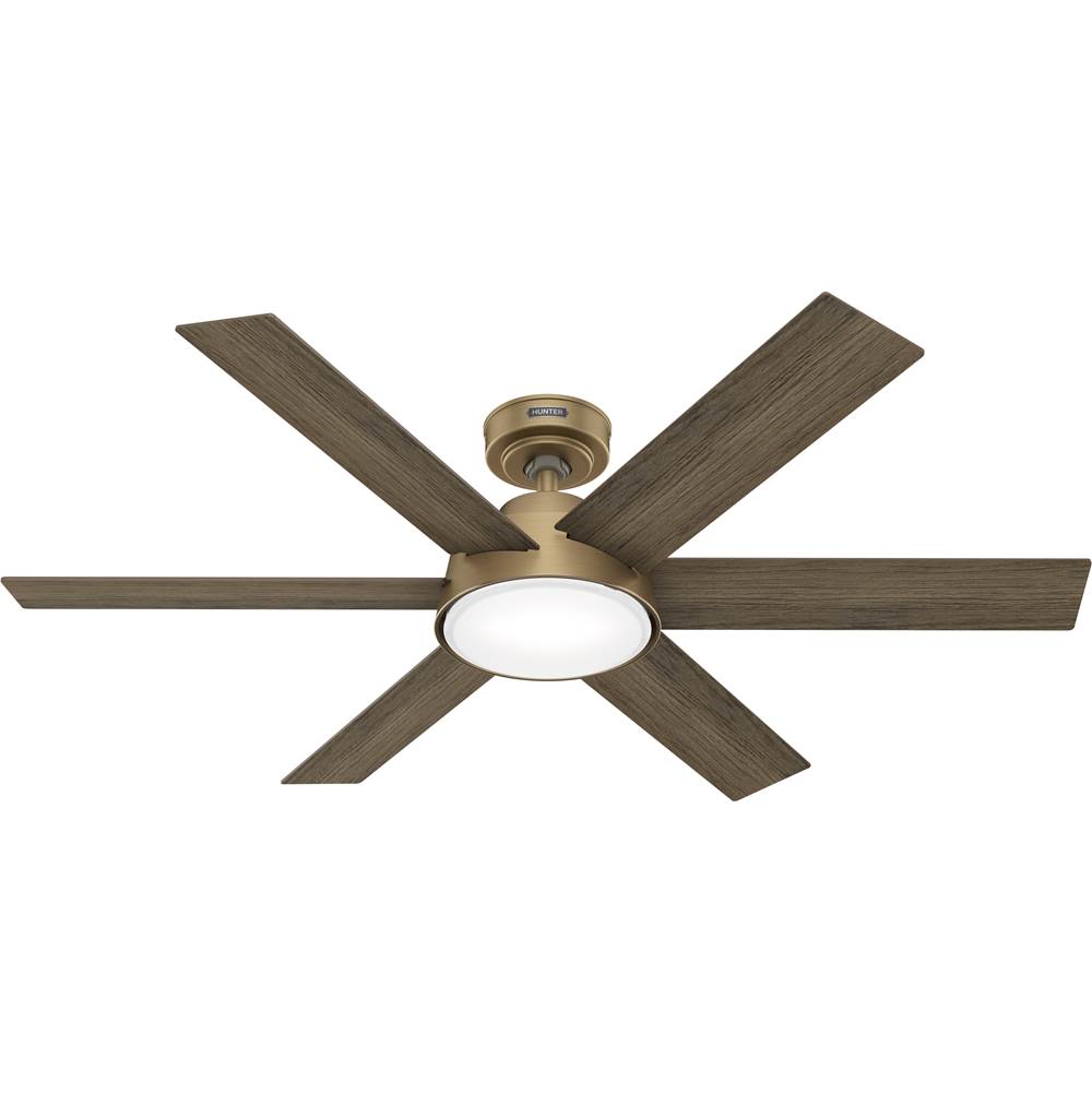 Hunter 52 inch Donatella Burnished Brass Ceiling Fan with LED Light Kit and Handheld Remote