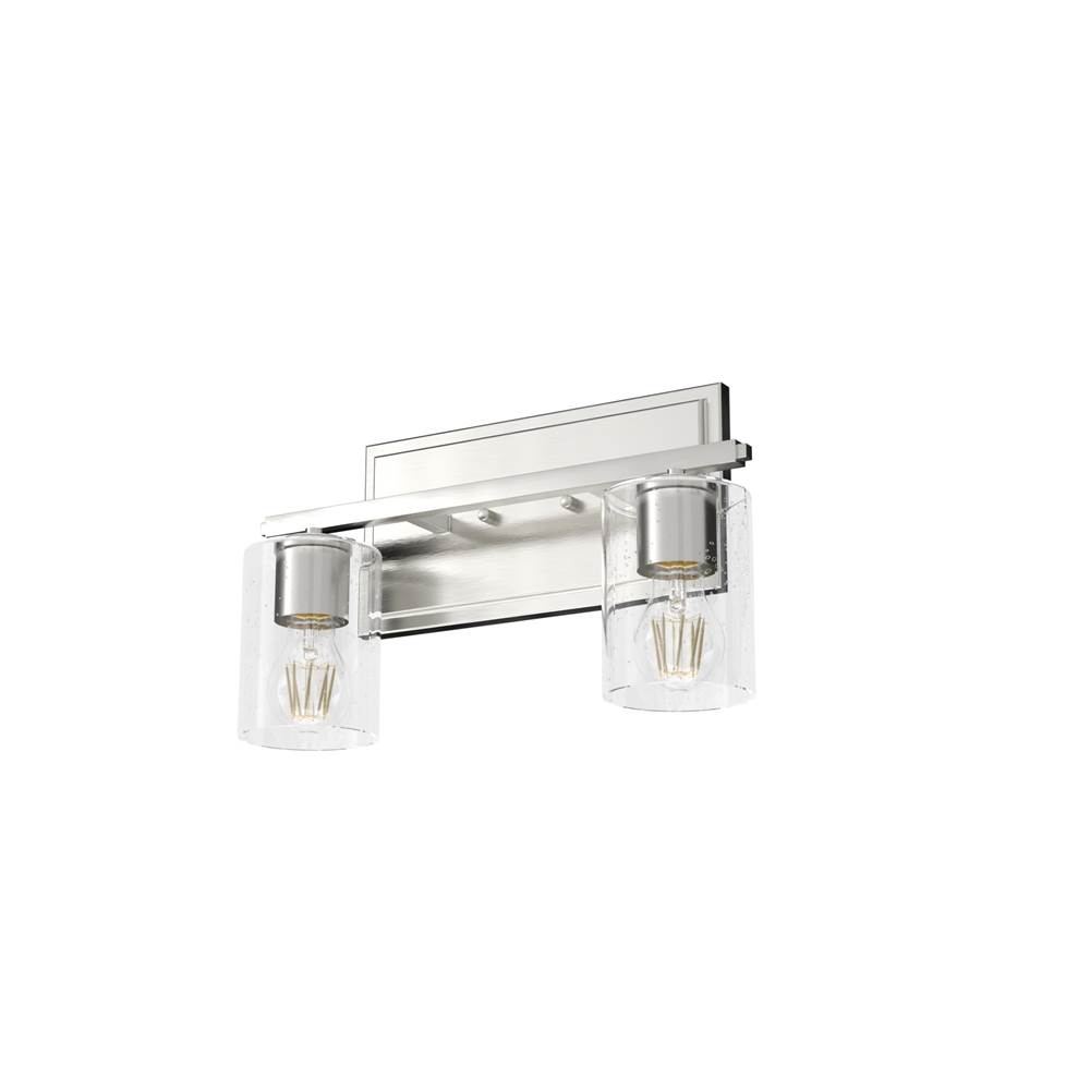 Hunter Kerrison Brushed Nickel with Seeded Glass 2 Light Vanity Wall Light Fixture