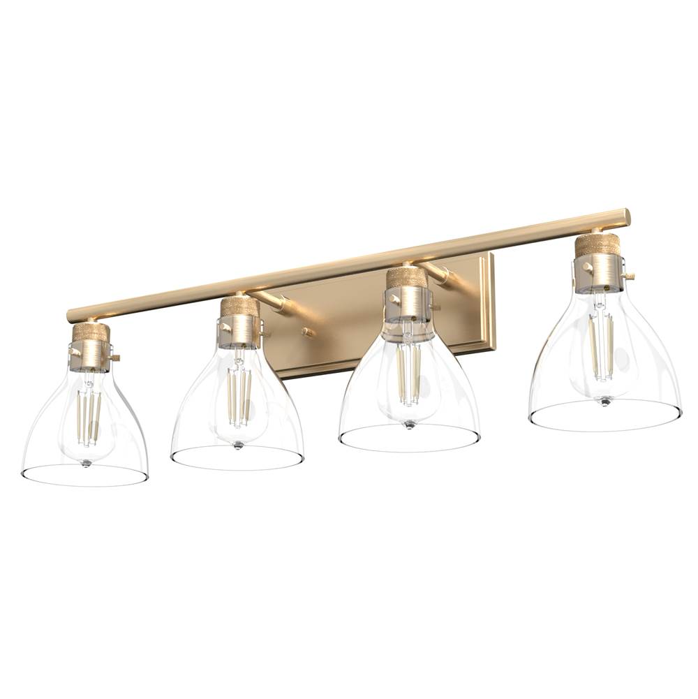 Hunter Van Nuys Alturas Gold with Clear Glass 4 Light Vanity Wall Light Fixture