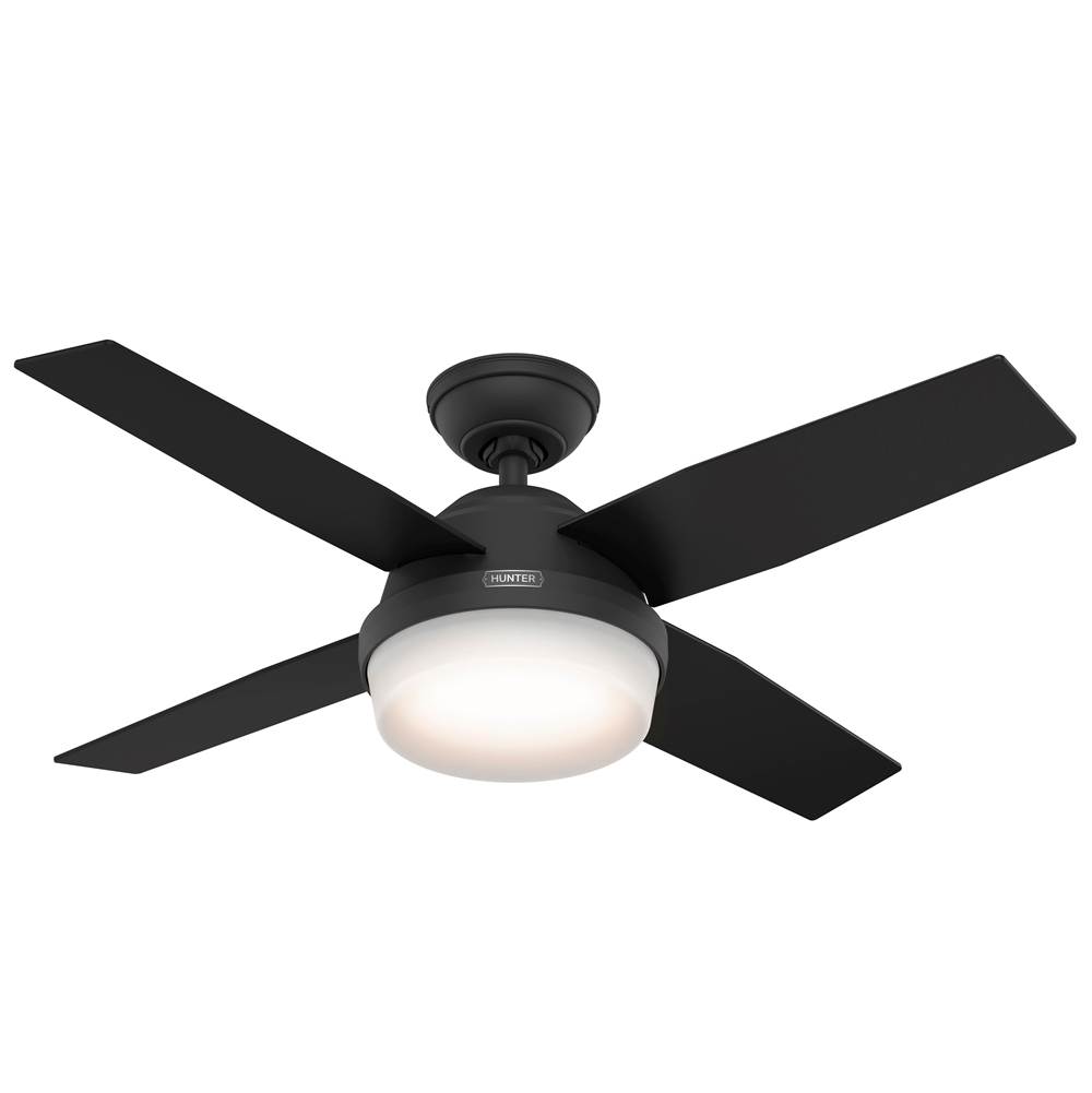 Hunter 44 inch Dempsey Matte Black Ceiling Fan with LED Light Kit and Handheld Remote