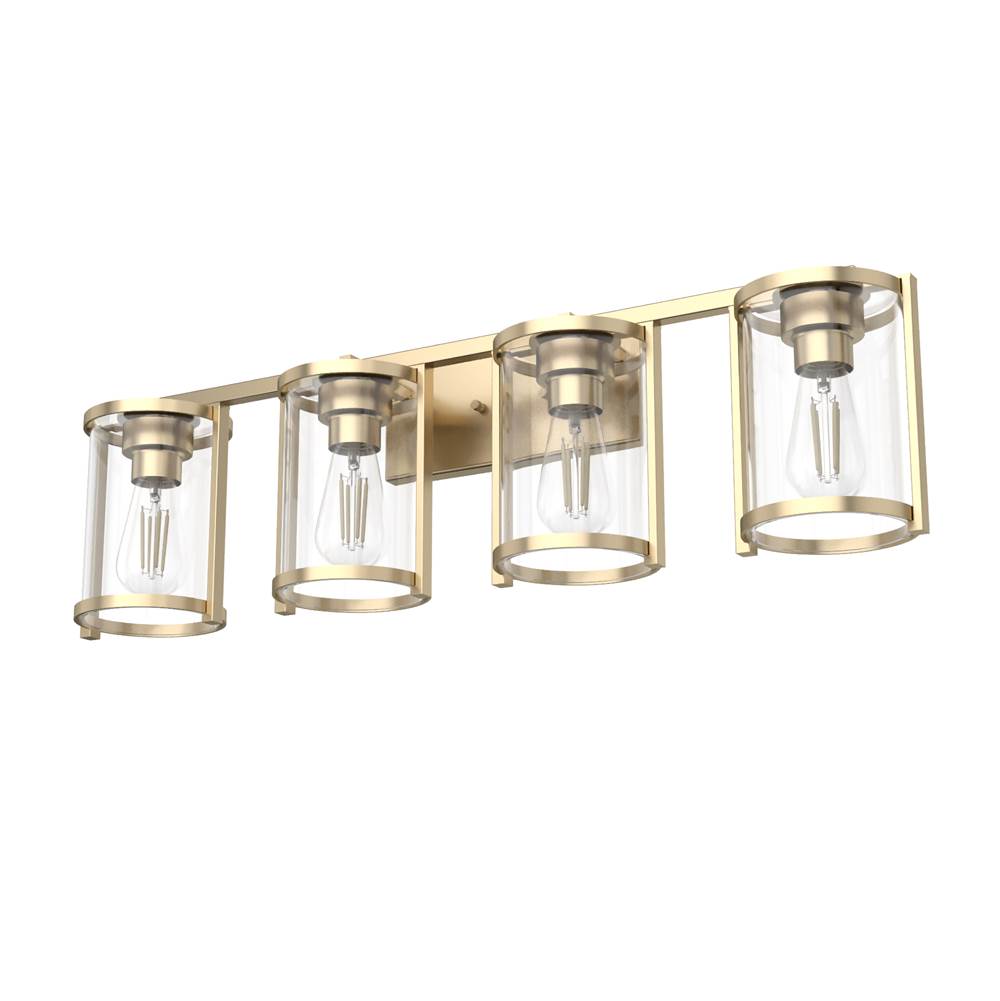 Hunter Astwood Alturas Gold with Clear Glass 4 Light Vanity Wall Light Fixture