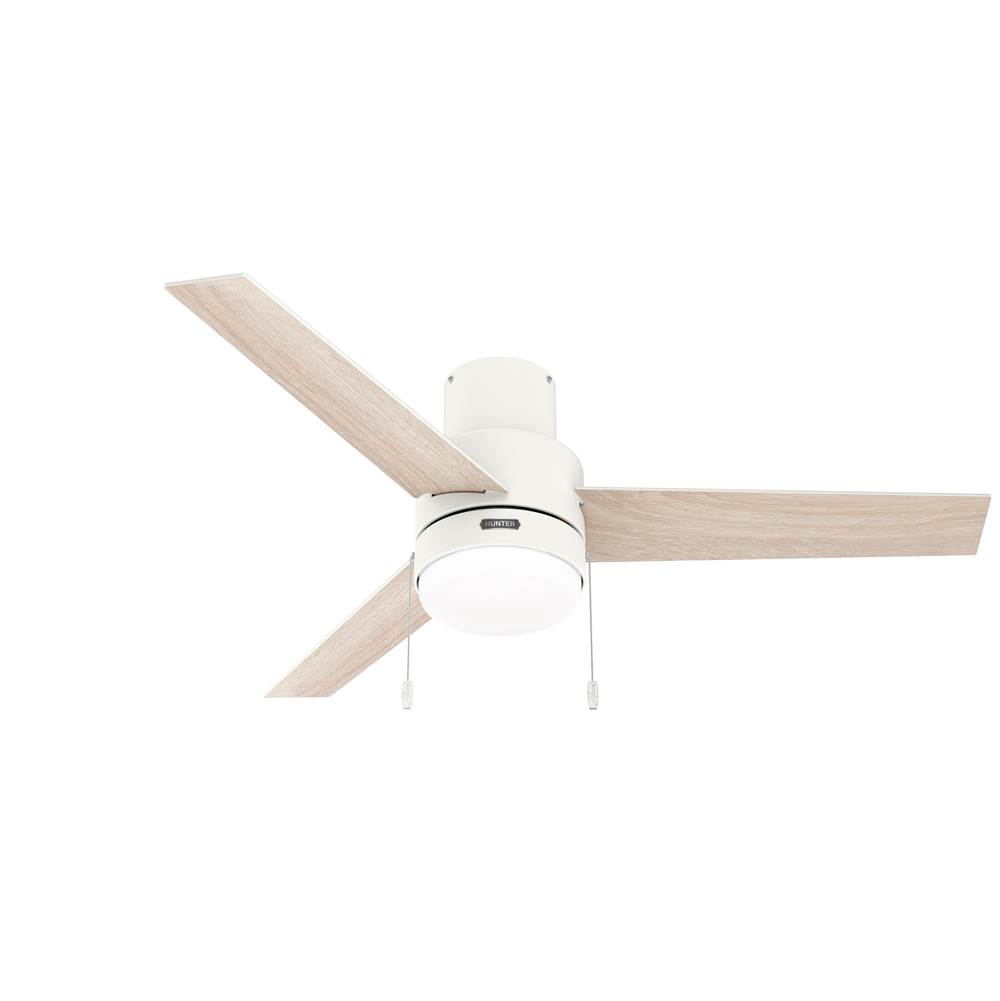 Hunter 52 inch Brunner Matte White Low Profile Ceiling Fan with LED Light Kit and Pull Chain
