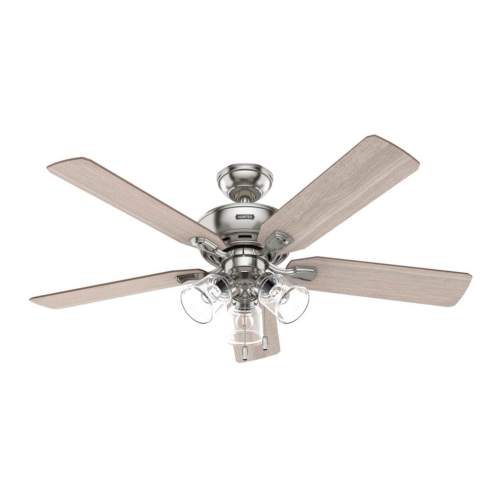 Hunter 52 inch Rosner Brushed Nickel Ceiling Fan with LED Light Kit and Pull Chain