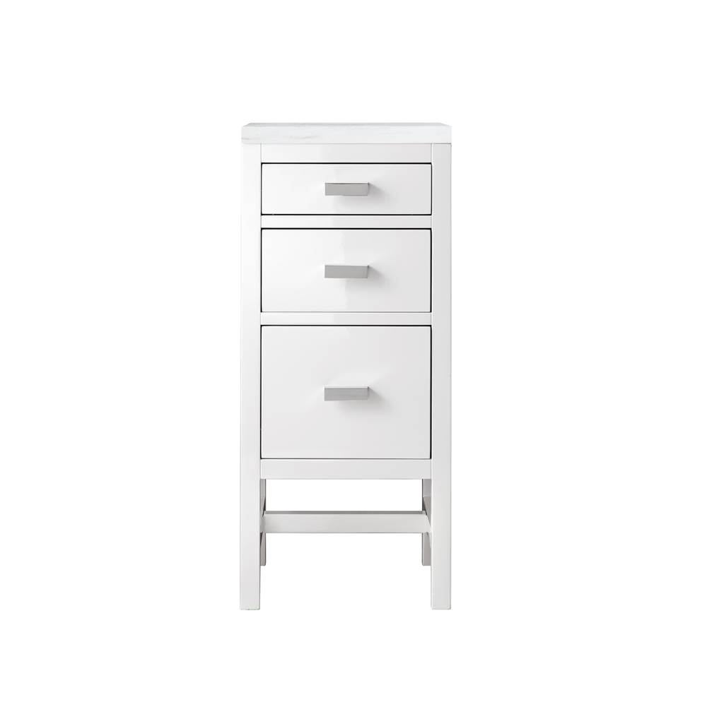 James Martin Vanities Addison 15''  Base Cabinet w/ Drawers, Glossy White w/ 3 CM Arctic Fall Solid Surface Top