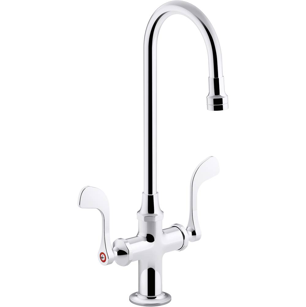 Kohler Triton® Bowe® 0.5 gpm monoblock gooseneck bathroom sink faucet with aerated flow and wristblade handles, drain not included