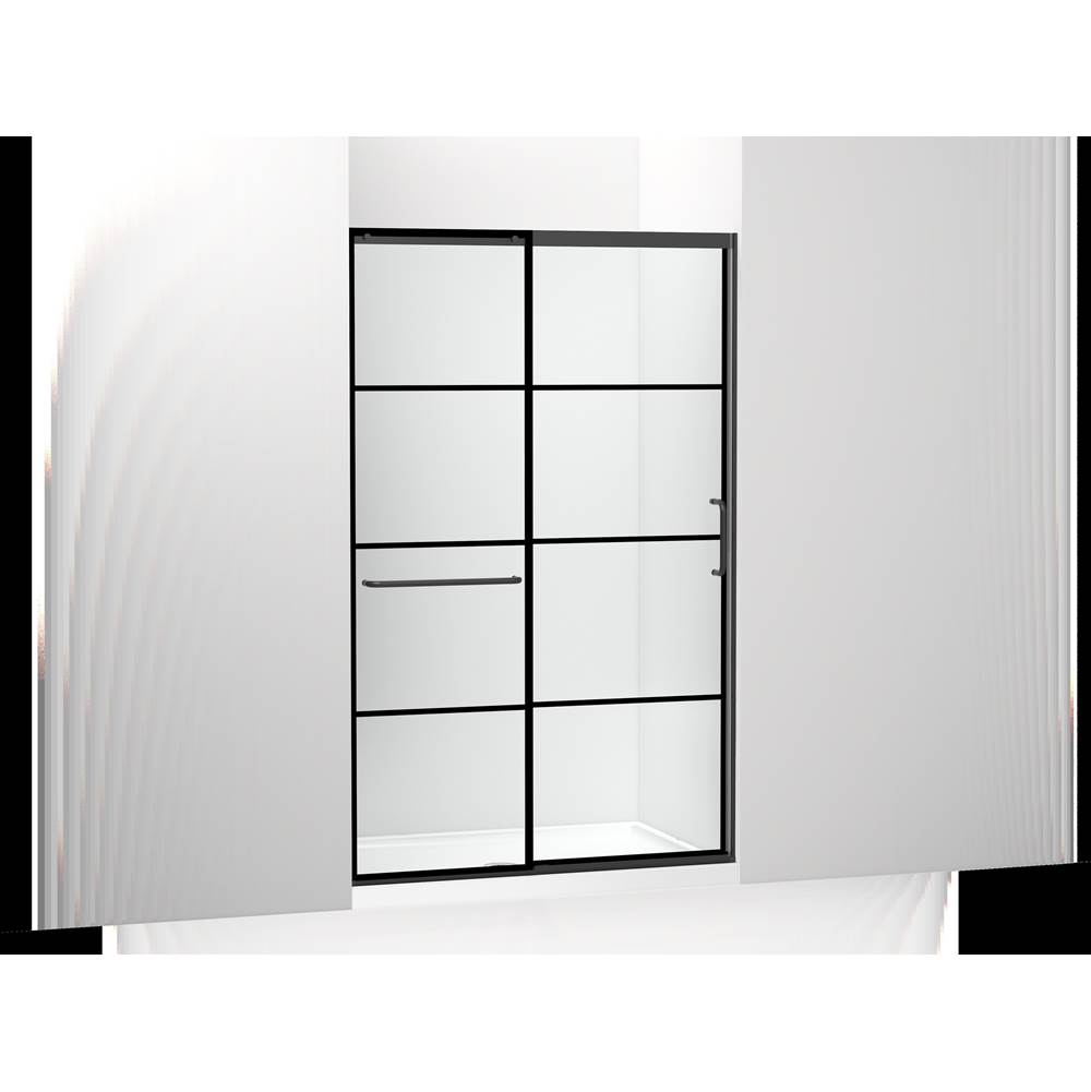 Kohler Elate™ Tall Sliding shower door, 75-1/2'' H x 44-1/4 - 47-5/8'' W, with heavy 5/16'' thick Crystal Clear glass with rectangular grille pattern