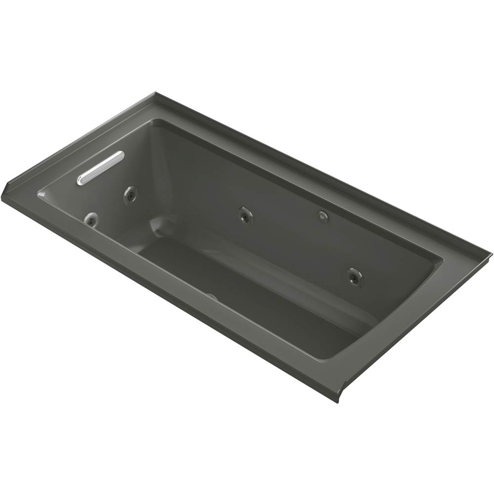 Kohler Archer® 60'' x 30'' integral flange Heated BubbleMassage™ air bath and whirlpool with left-hand drain
