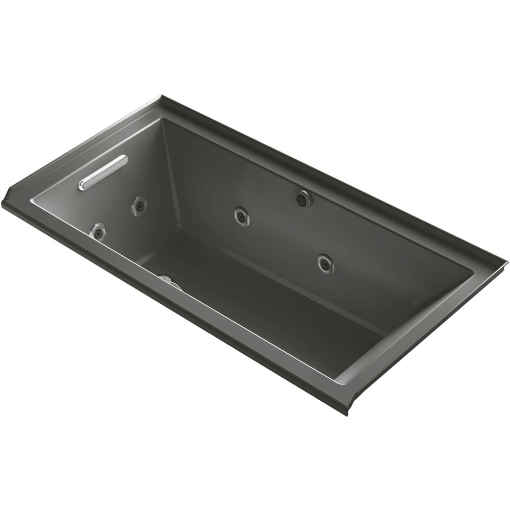 Kohler Underscore® Rectangle 60'' x 30'' Heated BubbleMassage™ air bath with whirlpool, alcove, left drain