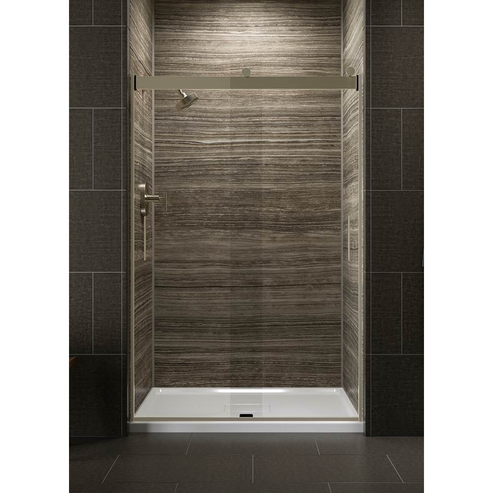 Kohler Levity® Sliding shower door, 74'' H x 43-5/8 - 47-5/8'' W, with 1/4'' thick Crystal Clear glass