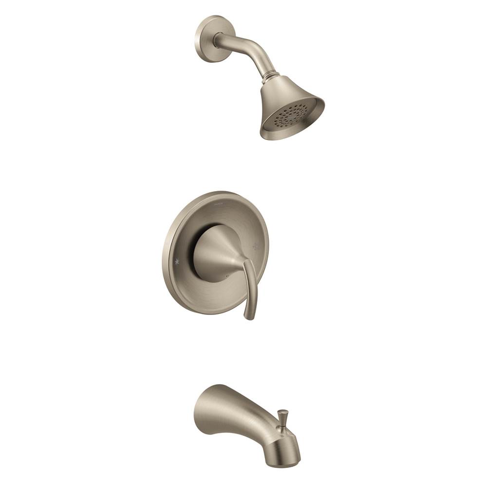 Moen Glyde 1-Spray Single-Handle Posi-Temp Tub and Shower Faucet Trim Kit in Brushed Nickel (Valve Sold Separately)