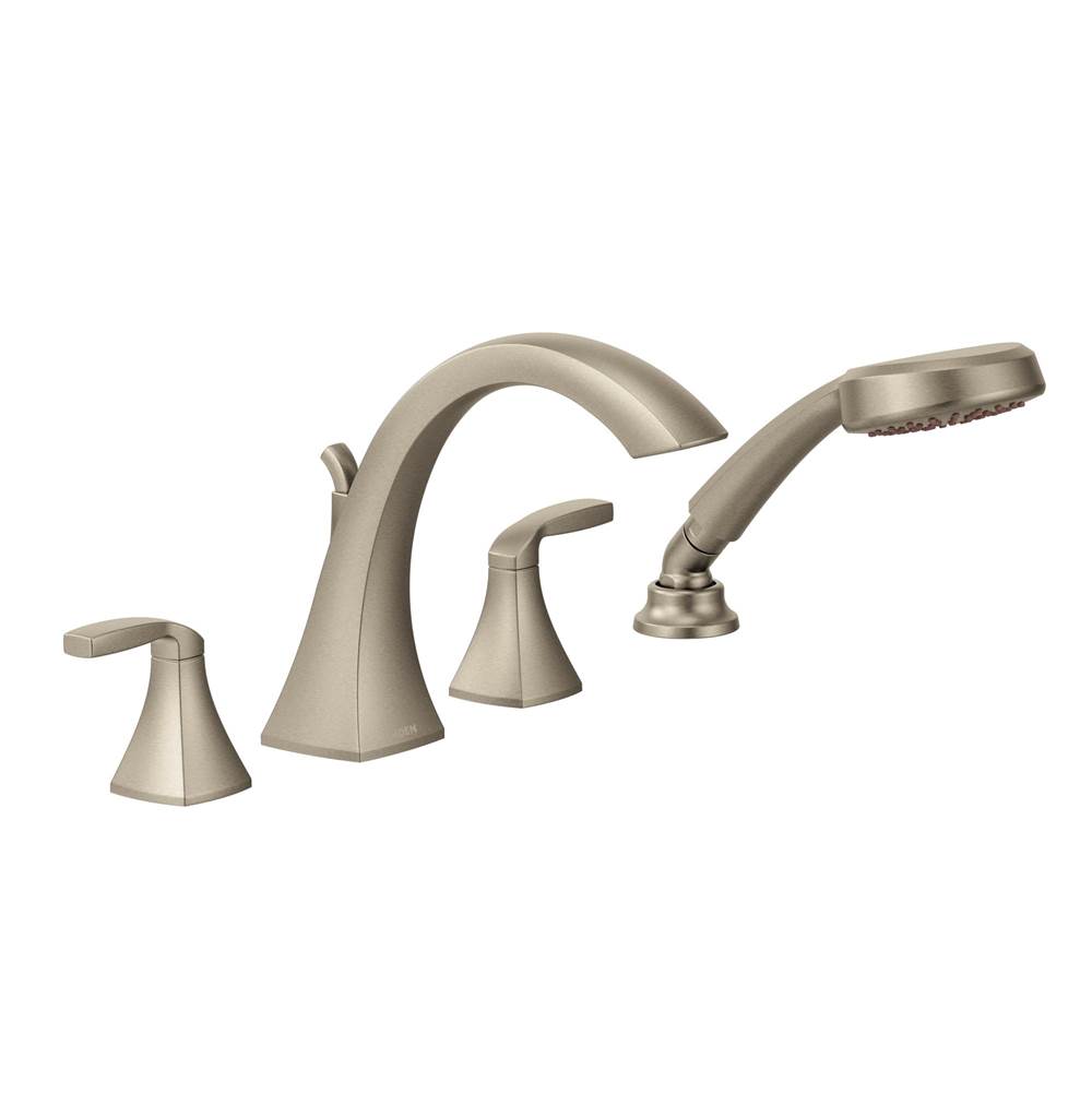 Moen Voss 2-Handle High-Arc Roman Tub Faucet Trim Kit with Hand Shower in Brushed Nickel (Valve Sold Separately)