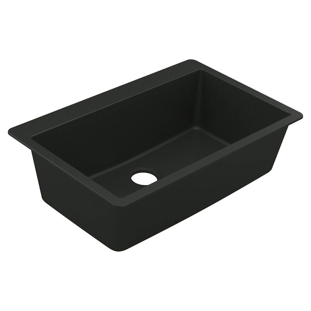 Moen 33-Inch Wide x 9.5-Inch Deep Dual Mount Granite Single Bowl Kitchen Sink, Black
